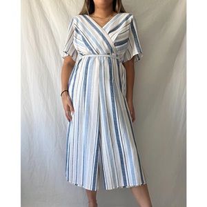 Trixxi Women's Blue and White Jumpsuit